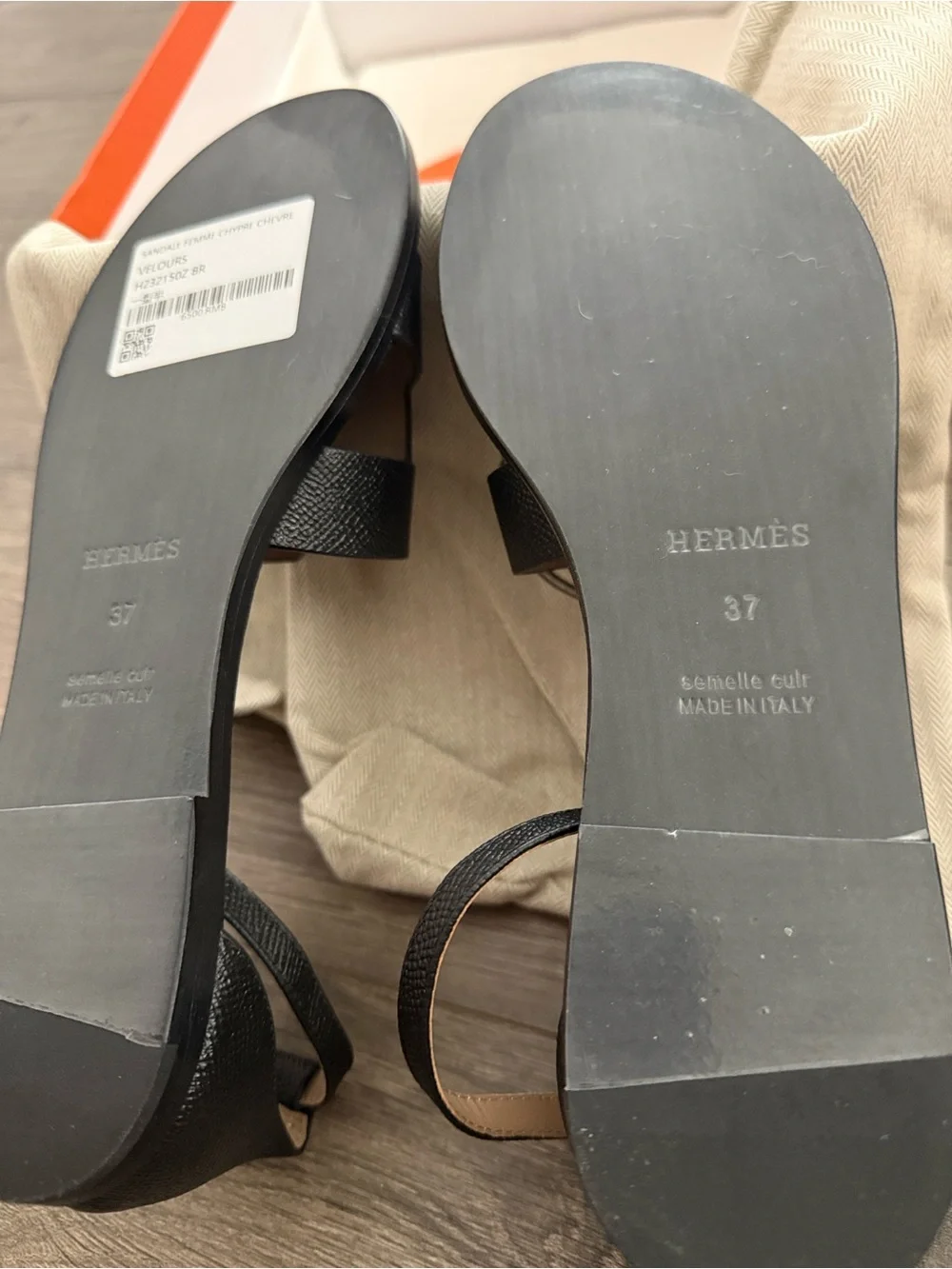 Black  Leather Slide Sandals